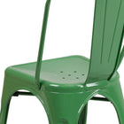 Flash Furniture Green Metal Indoor-Outdoor Stackable Chair-Green Powder Coat Finish