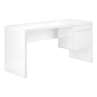 Monarch Specialties 7581 60" Computer Desk - High Glossy White L/R Face Drawer-Thick panel construction for a rich, full look in the office space of your home, apartment or condo