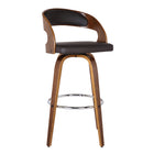 Armen Living - Shelly 66 cm Tabouret en noyer et Simili Cuir Marron-Rembourrage en similicuir