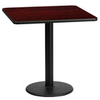 Flash Furniture 24'' Square Laminate Table Top, Mahogany with 18'' Round Table-Height Base (XUMA2424TR18)-Hospitality Table