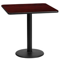 Flash Furniture 24'' Square Laminate Table Top, Mahogany with 18'' Round Table-Height Base (XUMA2424TR18)-Hospitality Table