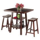Winsome Orlando 3-Piece High Table Set, 2 Saddle Stools, Walnut (94308)-Made from solid & composite wood in a walnut finish