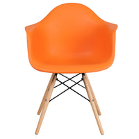 Flash Furniture - Chaise en plastique orange de la série Alonza avec pieds de bois-Chaise d'appoint latérale