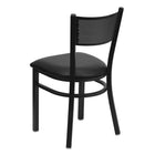 Flash Furniture - Chaise de restaurant de la série HERCULES en métal à dossier grille noir - siège en vinyle noir-Siège rembourré de 2.5 po en mousse épaisse