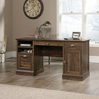 Sauder 59"W Barrister Lane Executive Desk - Iron Oak-File drawer with full extension slides holds letter-size hanging files