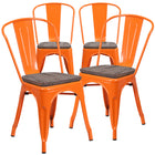 Flash Furniture Orange Metal Stackable Chair with Wood Seat-500 lb. Weight Capacity