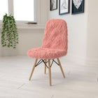 Flash Furniture Shaggy Dog Hermosa Pink Accent Chair-Wooden Legs with Metal Bracing