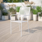 Chaise de jardin en acier blanc avec accoudoirs et dossier carré, intérieur/extérieur (CO-2-WH-GG)-7