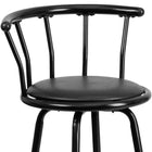 Flash Furniture Crown Back Black Metal Barstool with Black Vinyl Swivel Seat-16'' Swivel Seat