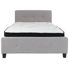 Flash Furniture Tribeca Full Size Tufted Upholstered Platform Bed with Pocket Spring Mattress - Light Grey Fabric-Full Platform Bed and Mattress Set