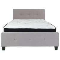 Flash Furniture - Lit à plate-forme Tribeca double touffeté et rembourré en tissu gris clair avec matelas à ressorts ensachés-Ensemble de lit et matelas à plateforme double