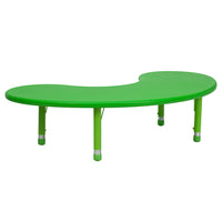 Flash Furniture – Table d’activités demi-lune en plastique à hauteur ajustable 35 x 65 (po), vert-Table d'activités en forme de demi-lune