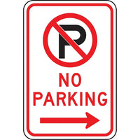 Parking Signs, No Parking w/Pictogram and Right Arrow, SAX517-Language - English