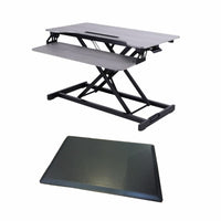 Rocelco 31.5" Adjustable Sit/Stand Up Desk Riser with Anti Fatigue Mat - Grey-Hi-Lift Adjustable Desk Riser requires minimal assembly.
