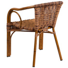 Flash Furniture Cadiz Series Rattan Restaurant Patio Chair with Red Bamboo-Aluminum Frame, Burning Brown (SDAAD632009D1)-Curved Back