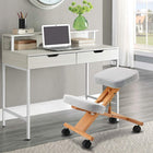 Nicer Furniture Kneeling Chair with Memory Foam - Natural Wooden Frame Grey Fabric-6