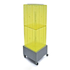 Azar Displays 40" x 14" x 14" Wheeled 4-Sided Interlocking Pegboard Floor Display, Yellow (701415-YEL)-Sign holder strip is included