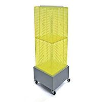 Azar Displays 40" x 14" x 14" Wheeled 4-Sided Interlocking Pegboard Floor Display, Yellow (701415-YEL)-Sign holder strip is included