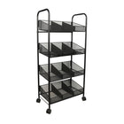 FuTECH 4-Tier Rack Metal Mesh Basket Shelves - 21-1/2"W x 46-1/2"H x 12"D - Black-Bar & Steel Storage Racks
