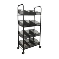FuTECH 4-Tier Rack Metal Mesh Basket Shelves - 21-1/2"W x 46-1/2"H x 12"D - Black-Bar & Steel Storage Racks