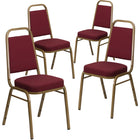 Flash Furniture HERCULES Series Trapezoidal Back Stacking Banquet Chairs with Burgundy Patterned Fabric & Gold Frame - 4 Pack-Set of 4 Multipurpose Banquet Chairs
