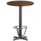 Flash Furniture Laminate 30" X-Base Round Table, Walnut (XURD30WAT22B3F)-Bar Height Hospitality Table