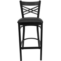Flash Furniture - Tabouret de bar de la série HERCULES en métal noir et dossier en ''X'' - siège en vinyle noir-Ensemble de 2 tabourets de bar en métal pour la salle à manger