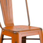 Flash Furniture Commercial Grade 30" High Distressed Orange Metal Indoor-Outdoor Barstool with Back-Footrest