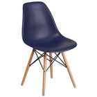 Flash Furniture Elon Series Navy Plastic Chair with Wooden Legs-Navy Plastic Finish