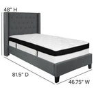 Flash Furniture - Lit à plate-forme Riverdale à une place touffeté et rembourré en tissu gris foncé-Rembourrage en tissu gris foncé