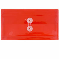 JAM Paper - Enveloppes en plastique avec fermeture à bouton et à cordon #10 Livret d'affaires - 5.25" x 10" - Rouge - Paquet de 12- La couleur rouge