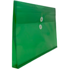 JAM Paper Plastic Envelopes with Button and String Tie Closure, Legal Booklet, 9.75 x 14.5, Green Poly, 12 Pack (219B1GR)-Opening: booklet