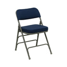 Flash Furniture Hercules Series Premium Curved Triple Braced & Quad Hinged Fabric Upholstered Metal Folding Chair, Navy, 4 Pack-Armless