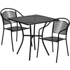 Flash Furniture 28" Square Black Flower Printed Patio Table Set, 2 Chairs (CO28SQ03CHR2BK)-28" Square Indoor-Outdoor Steel Patio Table Set with 2 Round Back Chairs