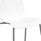 Flash Furniture HERCULES Series Stack Chairs with Lumbar Support & Silver Frame - White  - 5 Pack-Ergonomically Contoured Design with White Plastic Back and Seat