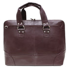 Ashlin Kellin Ladies Zippered Briefcase, Dark Brown-Long detachable shoulder strap.