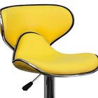 Tabouret de bar Cozy à hauteur ajustable, dossier moyen, pied chromé, siège et dossier en vinyle jaune (DS815YEL)-Mousse ignifuge CA117