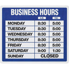 Business Hours Sign Kit - 9” x 10-3/4” - English-Sign attaches easily to any glass door or window surface