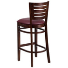 Flash Furniture - Tabouret de bar de la série Darby en bois de noyer avec dossier à lattes - Siège en vinyle bourgogne-Siège rembourré en vinyle bourgogne