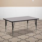 Flash Furniture 30"W x 72"L Rectangular Grey Thermal Laminate Activity Table - Height Adjustable Short Legs-1.125" Thick Thermal Fused Grey Laminate Top