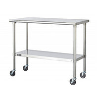 TRINITY Table de préparation EcoStorage en acier inoxydable, homologuée NSF, avec roulettes (TLS-0201C)-Homologation NSF