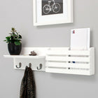 Sydney – Étagère murale et porte-courrier, 24 larg. X 4,25 prof. X 6 haut. (po), 3 crochets en métal, blanc (FN00377-5INT)-Trois crochets pour une suspension facile: des crochets en métal galvanisé robustes vous permettent d'accrocher vos clés, cordons, sacs, foulards, sac à main, parapluies, chapeaux et autres articles essentiels. pas de difficulté pour trouver vos essentiels, ils sont faciles à atteindre lorsque vous sortez de la porte