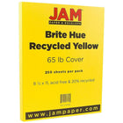 JAM Paper Bright Colour Cardstock, 8.5 x 11, 65lb Yellow Recycled, 250/ream (104018B)-Yellow