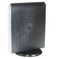 Azar Displays 20" x 16" Pegboard Counter Unit, Black Solid (700500-BLK)-Two-sided display stands on a clear plastic revolving base, providing easy customer access