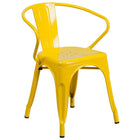 30'' Round Yellow Metal Indoor-Outdoor Table Set with 4 Arm Chairs (CH-51090TH-4-18ARM-YL-GG)-4