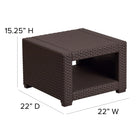 Flash Furniture Chocolate Brown Faux Rattan End Table-Plastic Block Feet