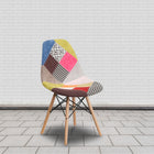 Flash Furniture - 2 pièces Chaise de la série Elon en tissu Milan patchwork avec pattes en bois-Mousse ignifuge CA117