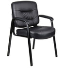 Nicer Furniture Black Leather Metal Leg Guest Chair-Waterfall seat reduces leg strain