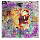 Designart Lion in the City Street Art Canvas Artwork, (PT3631-40-40)-Print