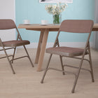 Flash Furniture HERCULES Series Curved Triple Braced & Double-Hinged Beige Fabric Metal Folding Chair-Riveted Steel Components
